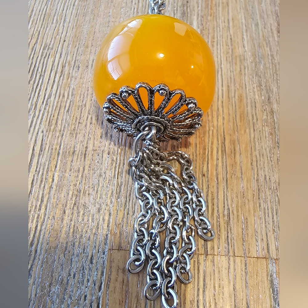 VINTAGE NATURAL BUTTERSCOTCH & EGG YOLK AMBER FILIGREE NECKLACE. - Picture 9 of 10
